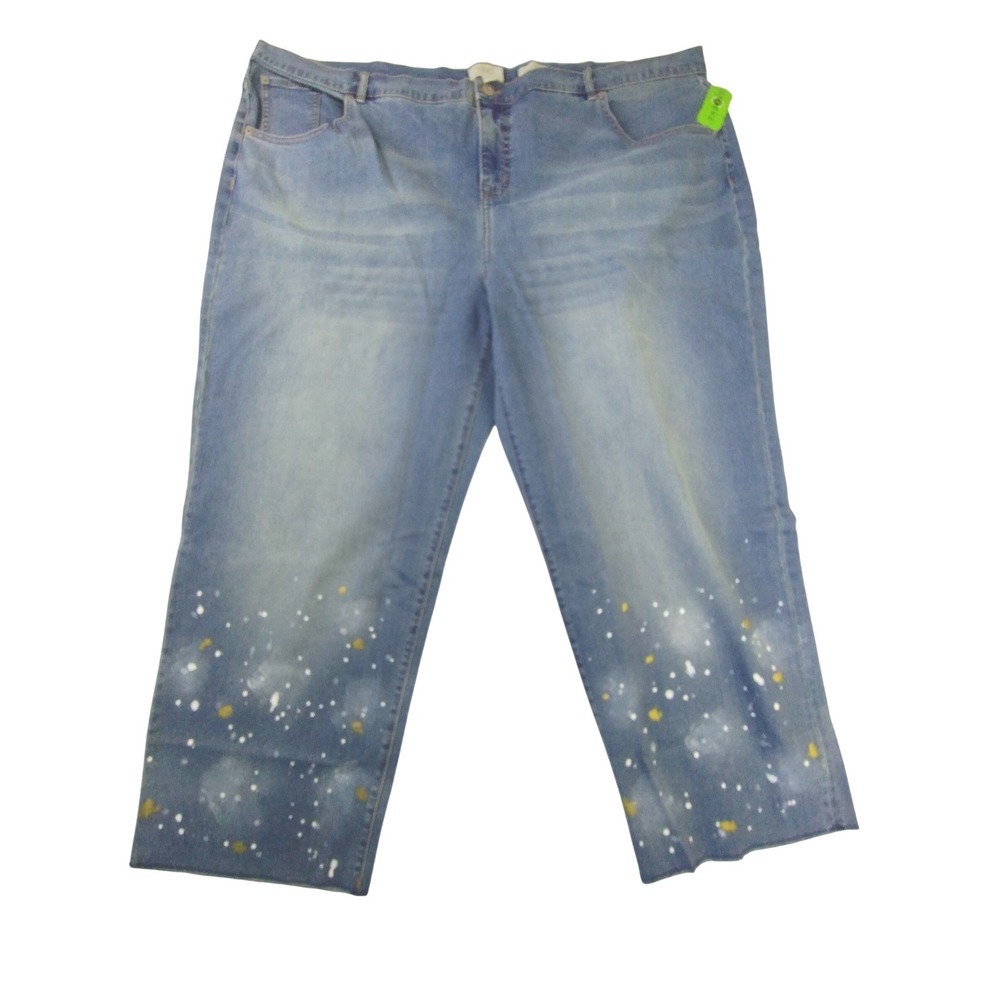 LOGO by Lori Goldstein Boyfriend Jeans Womens 30W Paint Splatter Slim Leg‎ Pant